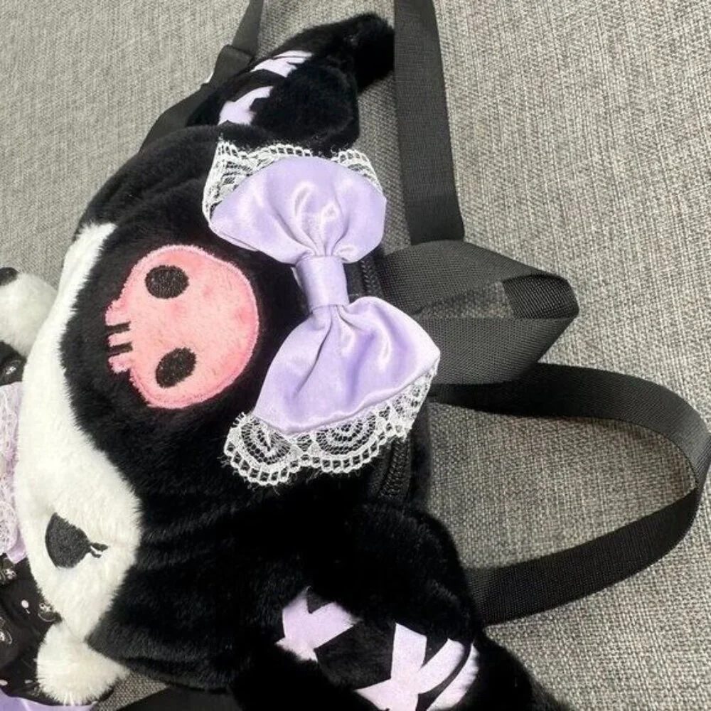 Brand New! Kawaii Kuromi Plush Backpack Black White Purple‎ Adjustable Straps